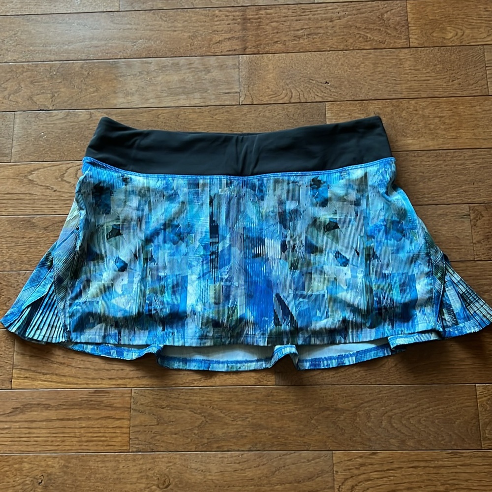 💙LULULEMON PLAY OFF THE PLEATS SKIRT/SKORT-SUN DAZED MULTI BLUE-10-PHONE POCKET